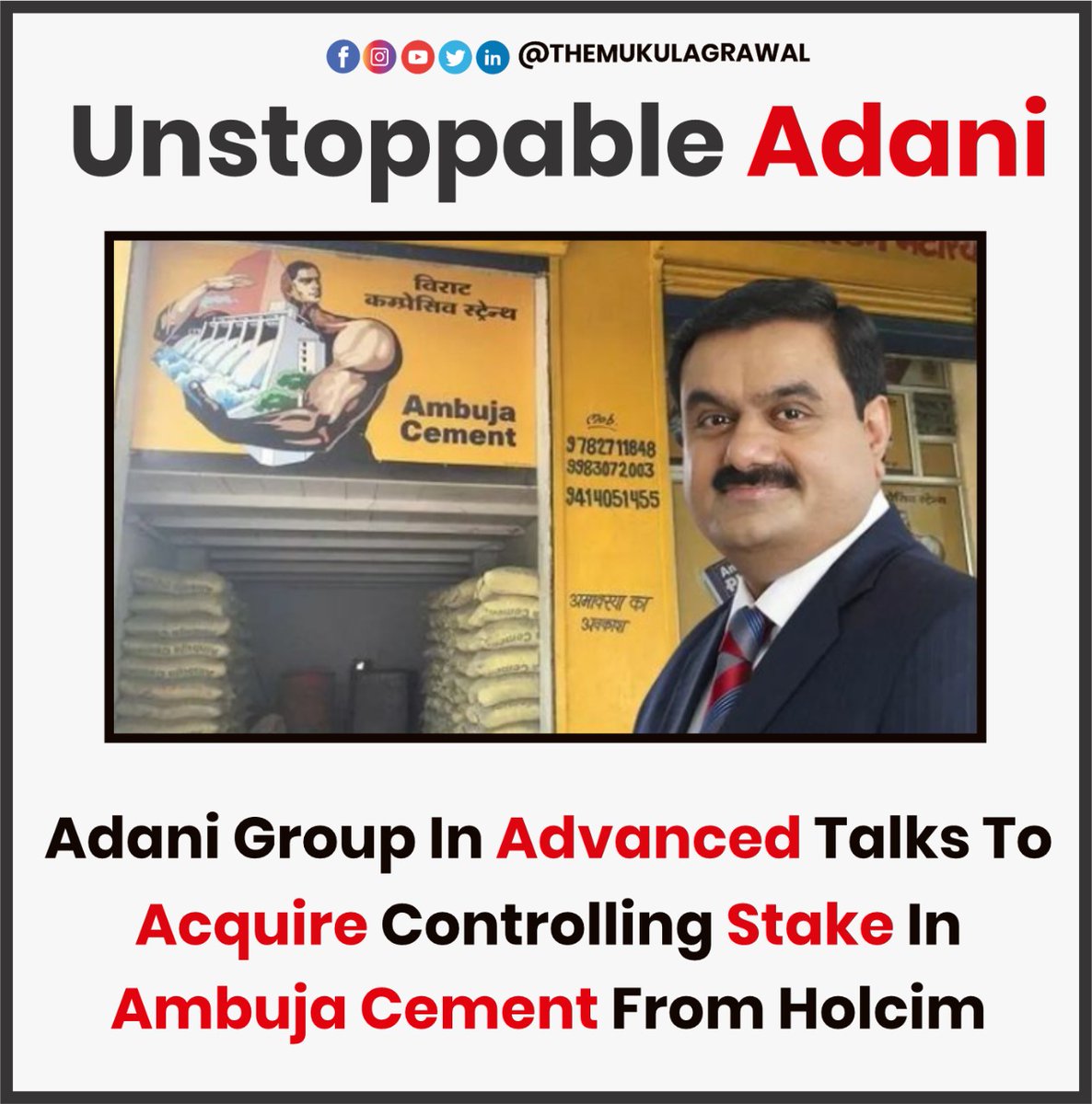 themukulagrawal's tweet photo. क्या आप के पास ambuja cement का stock है ?
.
.
 #ambujacement #ambujacementfoundation  #adani #adanipower #adaniwilmar #adanigas #adanirenewables #multibaggerstocks #buy #sell #share #money #makemoney #invest #trading #stockmarketforbeginners #shareprice #share #stockmarkets https://t.co/SscWMcfgbX