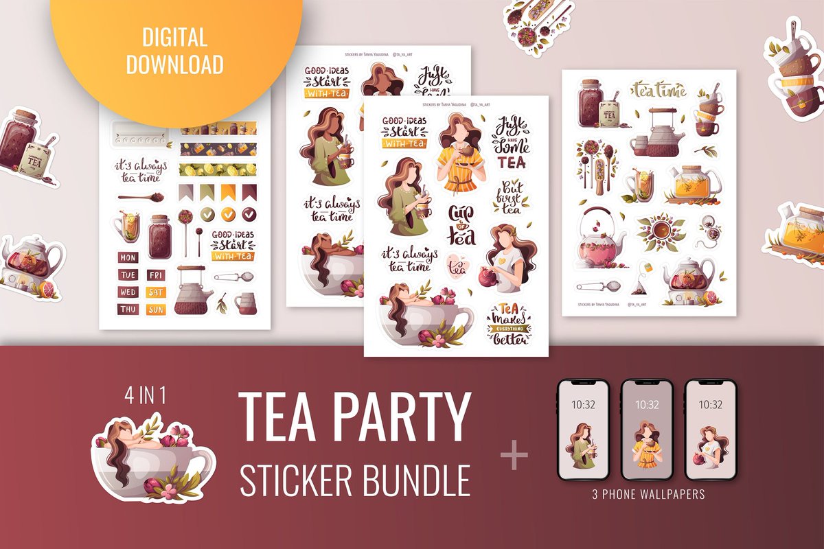 TYagudina's tweet image. Tea party sticker bundle. #etsy #stickerbundle #teatimestickers #bulletjournal #digitalstickers
#Sticker #etsyshop #Stickers #tea
#teatime  #etsyfinds #PhoneWallpaper
etsy.me/3OG0nxc