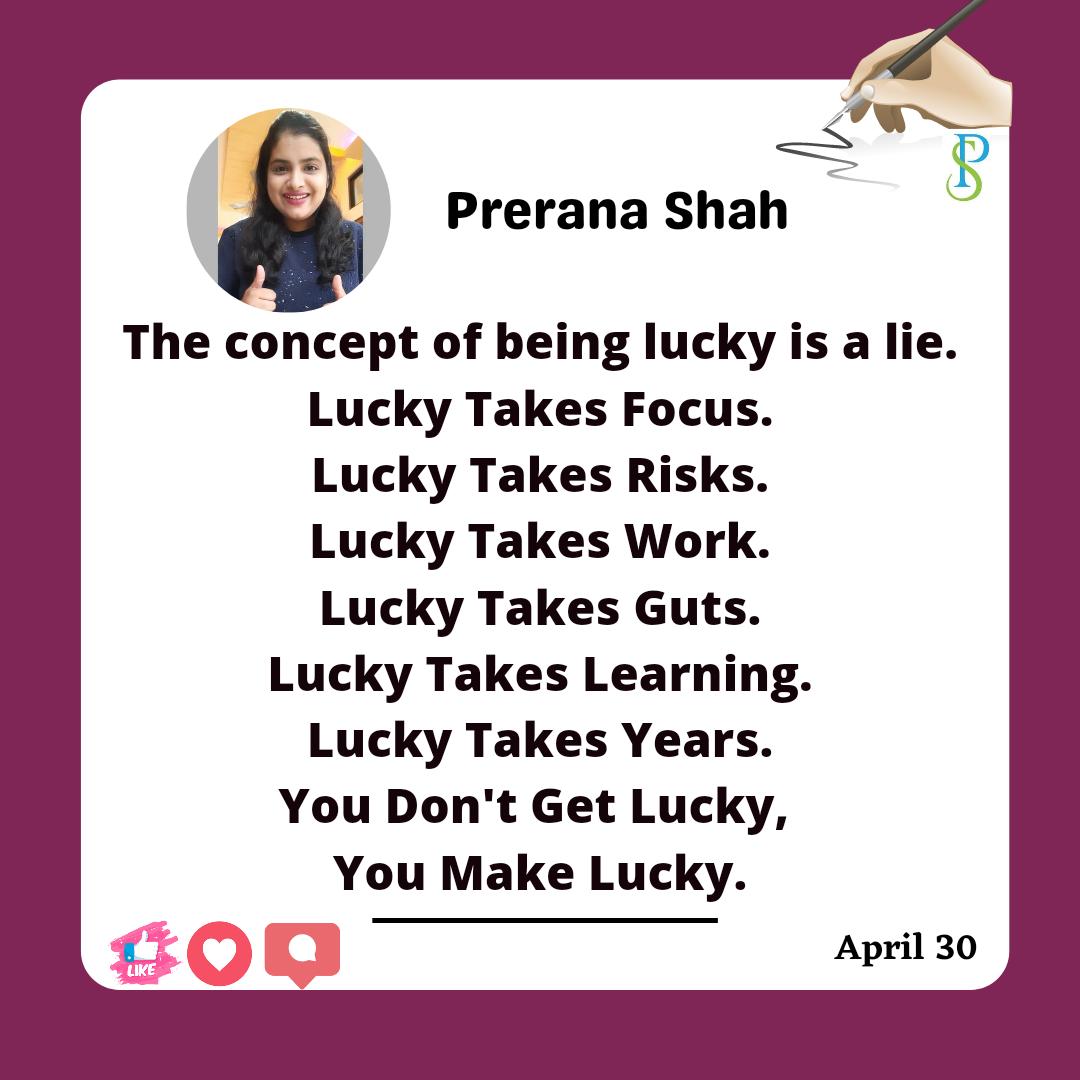 Perushah5's tweet photo. You don't get lucky, you make lucky. Write a YES below if you agree. ❤️
Inspired by &amp; thought written by: @robinsharm

#motivation #quote #quotestoliveby #quotesdaily #SaturdayThoughts #weekendvibes #entrepreneur #motivationalspeaker #workaholic #workhard #HustleHard #preranashah https://t.co/1hwTbXNyvt