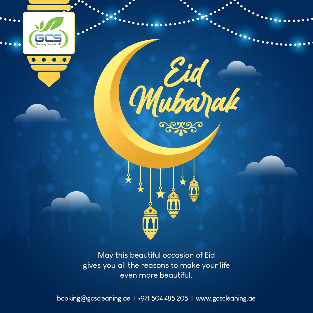 We wish you a blessed Eid Al Fitr! May the joy of this special time overflows your heart, home and community 
Eid Mubarak!

#EidMubarak #Eid #Eid2022 #Ramadan #EidAlFitr #Celebrate #Dubai #UAE #cleaningcompany #cleaningservicesDubai #Professionalcleaners #GCSCleaningcompany