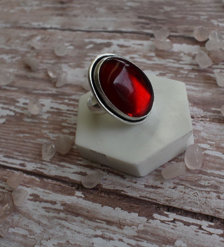 wolfbrandsilver's tweet photo. A stunning red amber ring can be made into whatever size ❤️ #redamber #jewelry #witchythings #handmadeisbest #silversmith #ladysmith  #jewelrymaking #feelingblessed #customorderswelcome #idaho #smallbusinesswomen #earthmadehandslayed #handslayed #realstones #makersgonnamake https://t.co/RrSfcrN8Sd
