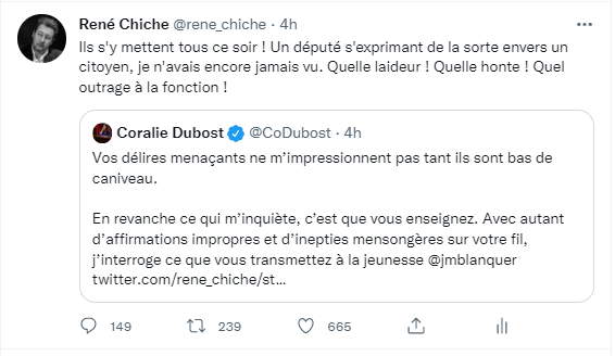 rene_chiche's tweet photo. Parmi le quarteron de députés LREM semi-instruits ayant annoncé qu'ils allaient porter plainte contre moi, cette chère #CoralieDubost avait de surcroît signalé mon cas au ministre. Twittait-elle alors depuis la plage ou la cabine d'essayage ? https://t.co/k78G6NUP4k