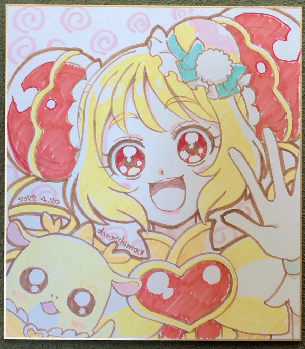 #今月描いた絵を晒そう
アナログリハビリで描いた色紙とイベント参加用の自己紹介色紙。 