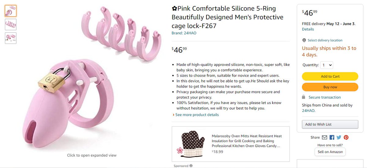 BriannainCtrl's tweet photo. Amazon knows me so well, the sponsored product is perfect for my cocklocked 1950s house-husband fetish. Just imagine ladies, a #manslave in #chastity, baking and doing chores around the house. How wonderful! https://t.co/6GAmv1thW0