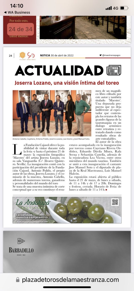 Programa de mano de @maestranzapages ! 
Visita mi exposición Maestro, un retrato íntimo del toreo. Hasta el 21 de mayo!! En <a href="/Cajasol/">Fundación Cajasol</a>