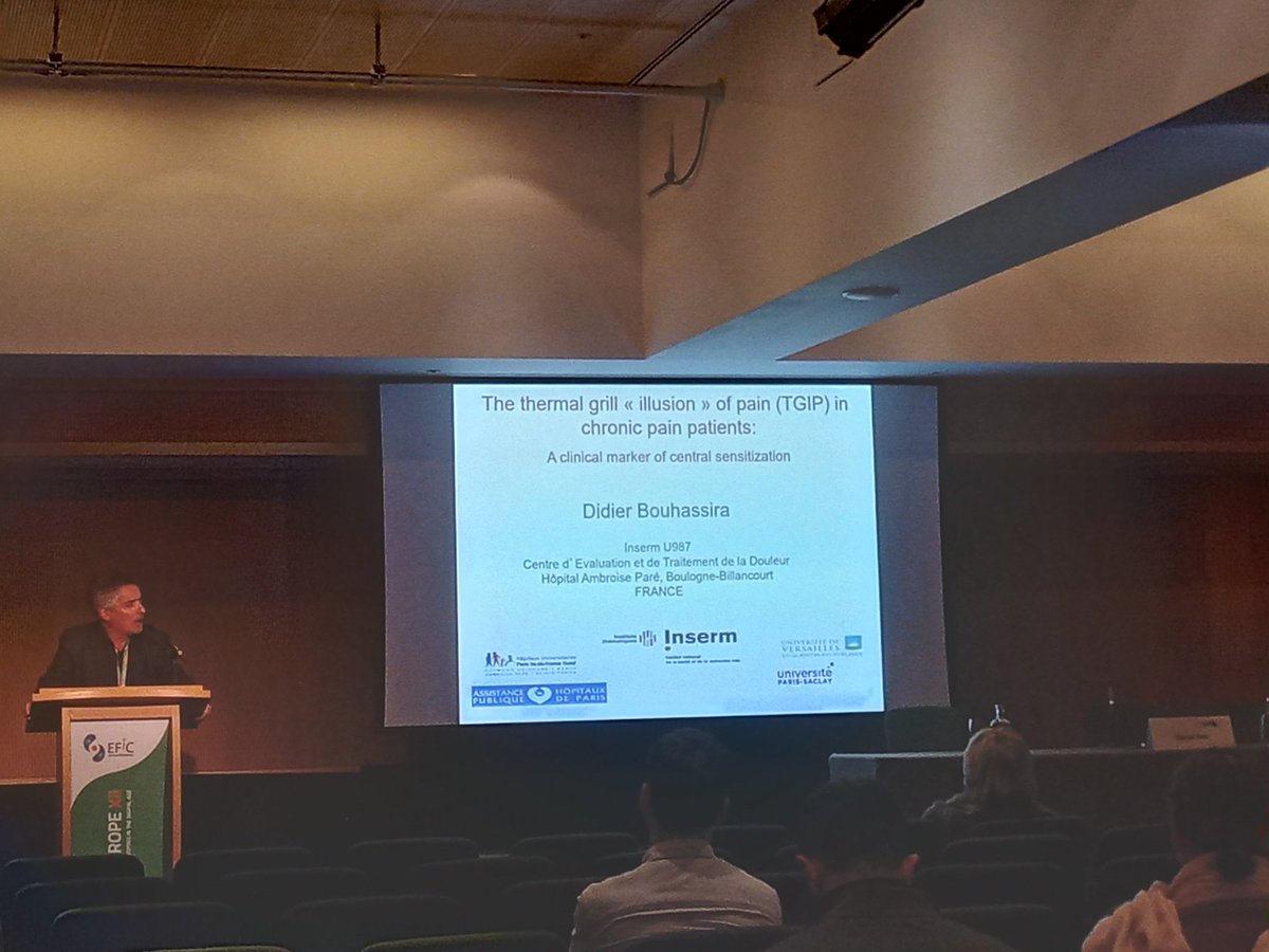 Dr Didier Bouhassira (France) opening the Irish research data blitz with ‘’The thermal grill illusion of pain (TGIP) in chronic pain patients: a clinical marker of central sensitization?’’ at #EFIC2022  #IPS_21