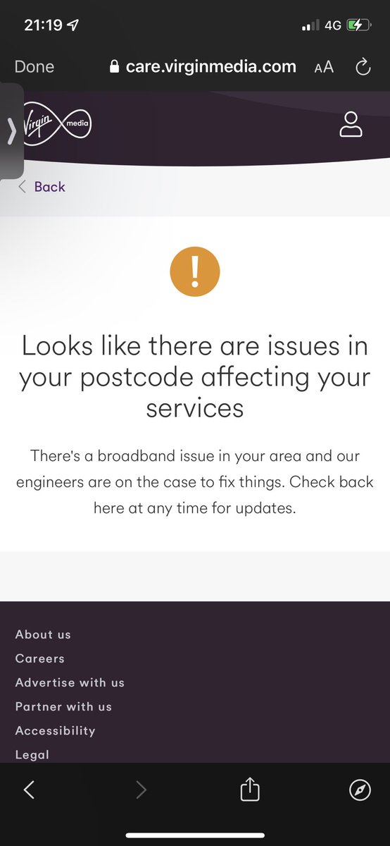 NoSleepNeeded's tweet photo. @virginmedia FIVE days now with no internet and this is the only info I've gotten. Is there no way to speak to your engineers to find out what is going on????
Postcode is BR3. https://t.co/MyDlaiDy61