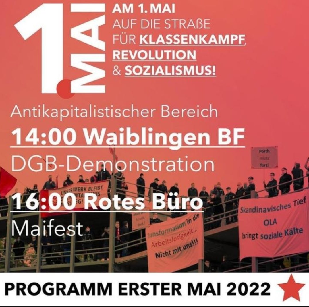 solidRMK's tweet photo. Aufruf zum 1. Mai!
Der internationale Arbeiter:innenkampftag ist ohne Zweifel einer der wichtigsten Tage des Jahres für die politische Linke. Wir als Linksjugend ('solid) Rems-Murr finden, dass es an diesem Tag gilt, politische Kämpfe aller Sektionen,... (1/x) https://t.co/DUdp6fdWw8