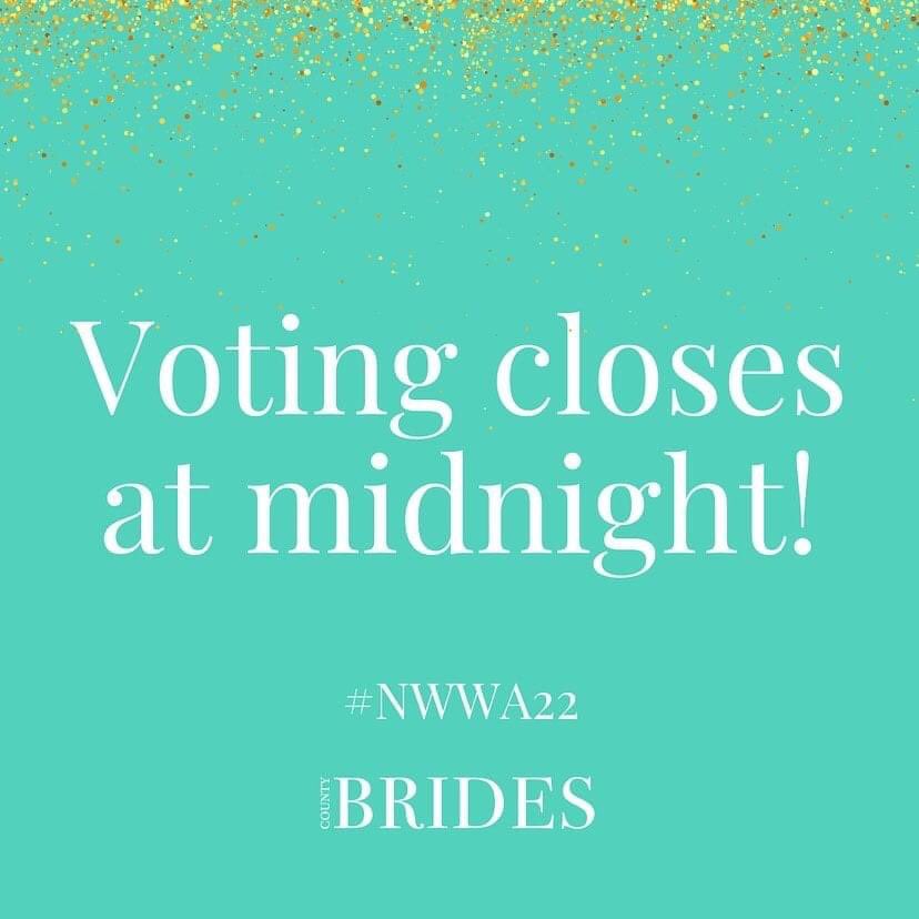 Last chance to vote!! Get yours in today for the North West Wedding Awards 2022! Vote here 👉 buff.ly/3JWPp3P

#nwwa #nwwa22 #northwestweddingawards #vote #nwwa2022 #countybrides #brides #bridegroom #northwest