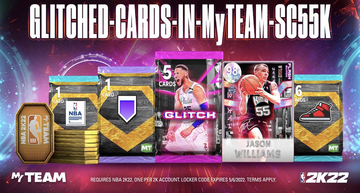 2k22lockercode_'s tweet image. #lockercode #2k22 🚨 Use this code for Glitched Jason Williams, a Glitched Pack, 25 tokens, Diamond Contract, Diamond Shoe Pack, or a HOF Badge.

Available for one week