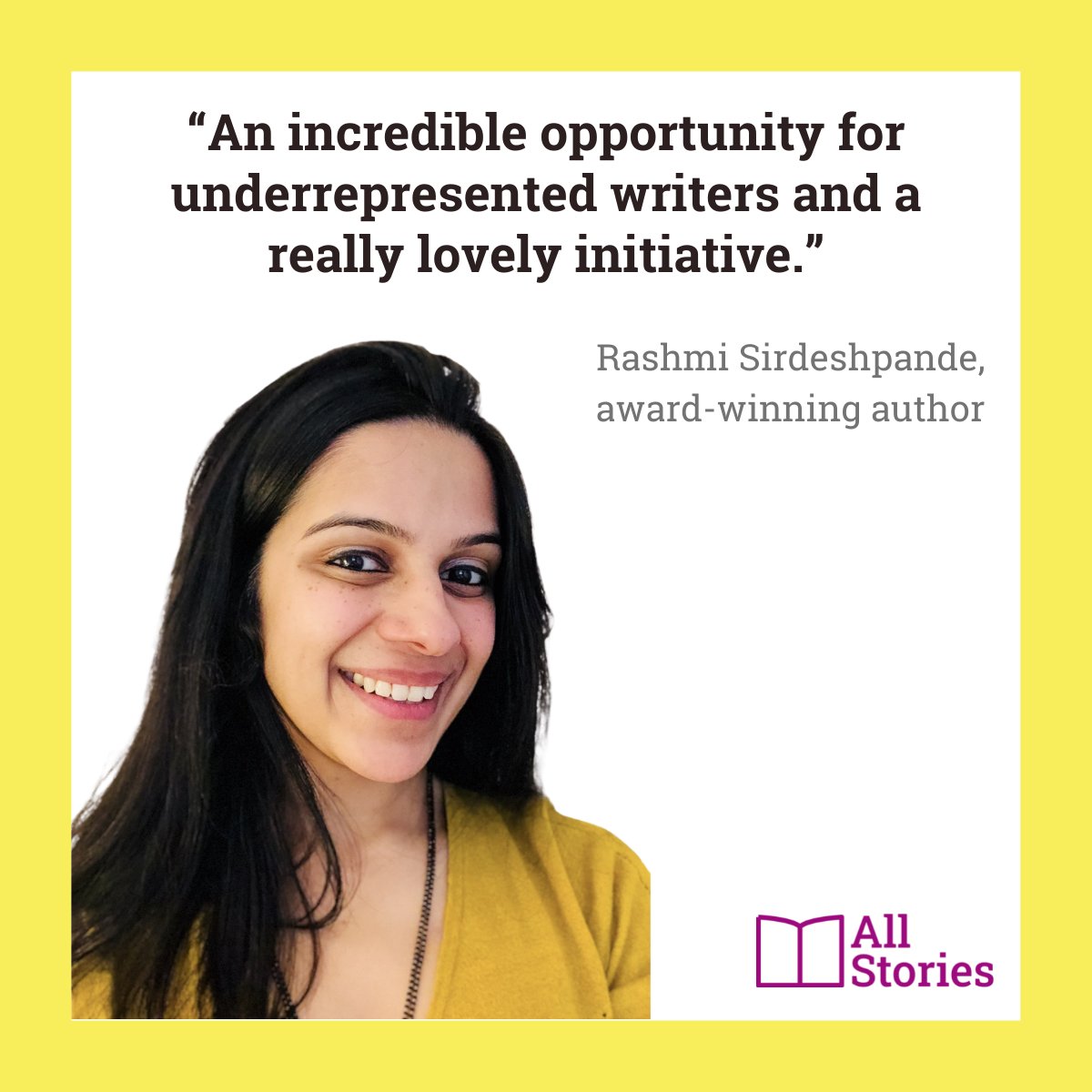 AllStoriesWrite's tweet photo. βAn incredible opportunity for underrepresented writers and a really lovely initiative.β @RashmiWriting, award-winning author.
#AllStories #allstorieswrite #representation #inclusion #diversity #kidlit #writing #amwriting #writerscommunity #mentorship #workshops #outreach https://t.co/DC4YHnmx3V