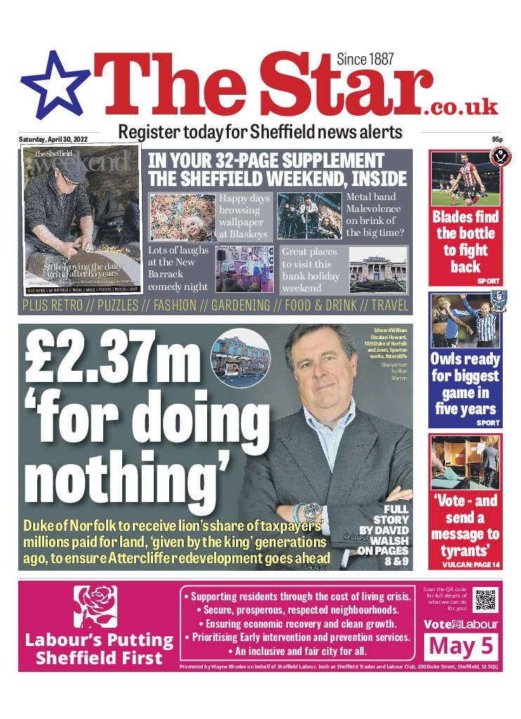 Today's <a href="/SheffieldStar/">The Star, Sheffield</a> ...