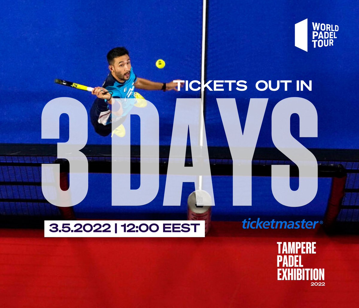padelopenfi's tweet photo. 🇬🇧Tickets available in: 3 Days! 🎫🎫🎫

Be ready on Tuesday at 12:00 EEST 🎾

🇫🇮 3 päivää lipunmyynnin alkuun! 🎫 

Ole valmiina tiistaina klo 12:00 🎾

#WPTTamperePadelExhibition #TamperePadelExhibition #WPT #worldpadeltour #ticketmaster #padel #padelfever #visittampere #tickets https://t.co/ipmiP8LfLT