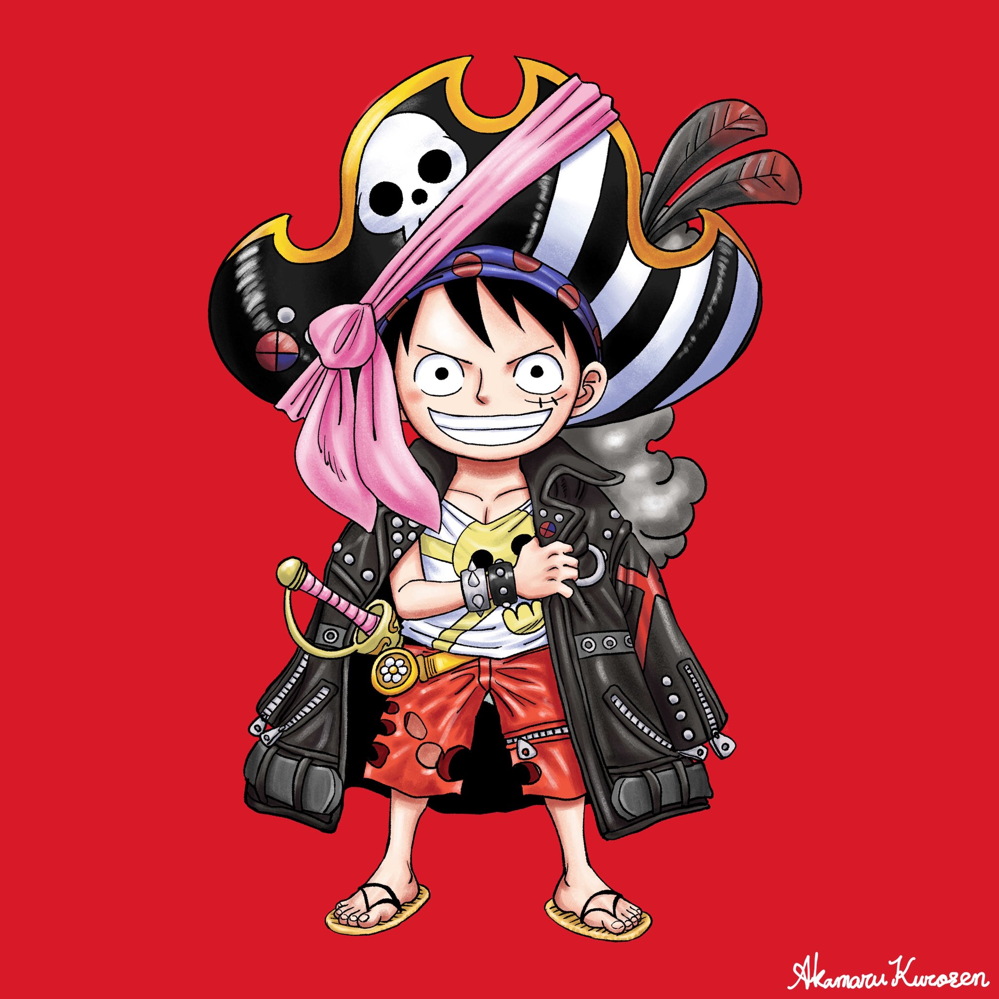 NFT証明付 マンガアート「ONE PIECE / 赤いコートの麦わらの一味