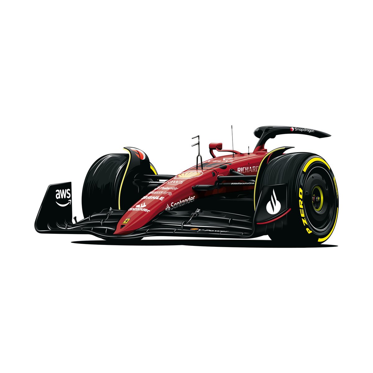 Building an #F1 car. The red and black combination looks fantastic 😍🔴⚫️ #Ferrari #Formula1 #FerrariArt #essereFerrari #WIP #workinprogress #VectorArt #F1Art #F175