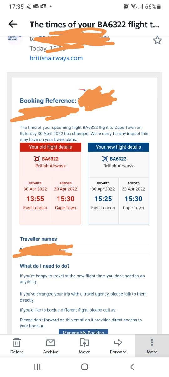 British Airways is breaking aviation records not only in cancelling flights but flying at speeds never seen before. The more than 1000kms distance between East London and Cape Town will take their plane just 5 minutes this afternoon. #Amazing BA, <a href="/British_Airways/">British Airways</a> <a href="/kulula/">kulula</a>