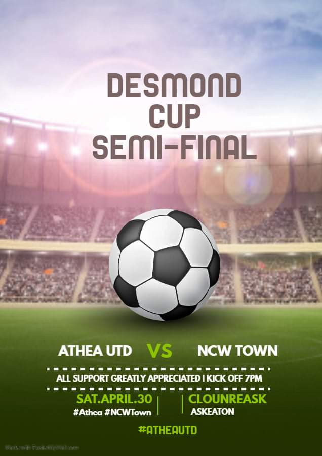 brian_sheehy's tweet photo. Everyone at Athea United AFC would like to wish the boys in blue and white the very best of luck in the semi final. 

All support for this much anticipated game is greatly appreciated and we ask everyone to get behind this team! https://t.co/eIjrioGPK0