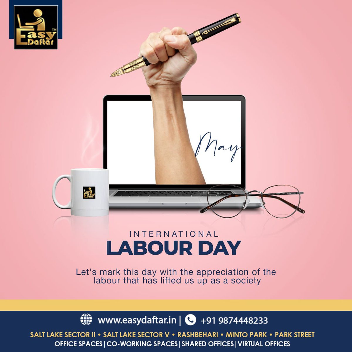 Easydaftar's tweet photo. The labour uplifts the nation, culture and humanity.

#EasyDaftar #CoWorkingSpace #HybridOffice #SharedOffice #CoWorking #Kolkata #CoWorkingKolkata #WishPost #LabourDay #InternationalLabourDay https://t.co/EKbcCH7GuF