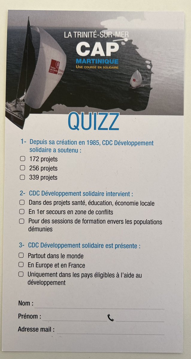 BanqueDesTerr's tweet photo. @caissedesdepots @EDDPEVENT @Cap_Martinique @BdT_AntGuyane @BdT_Bretagne @annickferre1 @HavyPatricia @latrinitesurmer Saurez-vous répondre au quizz sur #CDCDéveloppementSolidaire ? Pour participer au tirage au sort, rendez-vous sur notre stand, en face du chapiteau principal et à gauche de nos amis #coderum et des @SauveteursenMer !
@Cap_Martinique https://t.co/rkGtnbu7AM