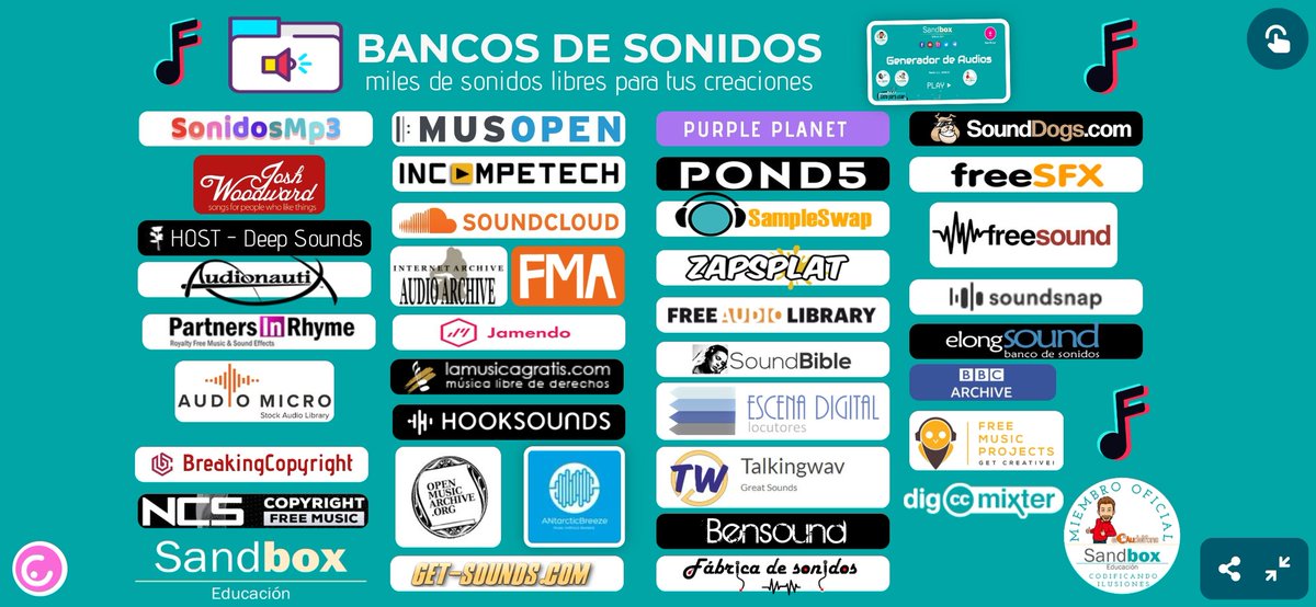 Alfons Nàcher Martínez (@elcaudelfons) on Twitter photo Comparto <a href="/genially_es/">Genially (Español)</a> con los mejores bancos de sonidos para vuestras creaciones.
Es parte de la plantilla de <a href="/sandboxeduca/">Sandbox Educación</a> 'Generador de audios' explicamos como utilizarlos en Genially
<a href="/DGamificando/">DocentesGamificando</a> @FlipeaCGenially <a href="/ProfeCarlos67/">Carlos Espinoza R. #SoyProfesor - #claustrovirtual</a>
<a href="/imgende/">Ingrid Mosquera</a>
<a href="/Profe_RamonRG/">Profe Ramón ✐</a> bit.ly/3s0RBAa Comparto <a href="/genially_es/">Genially (Español)</a> con los mejores bancos de sonidos para vuestras creaciones.
Es parte de la plantilla de <a href="/sandboxeduca/">Sandbox Educación</a> 'Generador de audios' explicamos como utilizarlos en Genially
<a href="/DGamificando/">DocentesGamificando</a> @FlipeaCGenially <a href="/ProfeCarlos67/">Carlos Espinoza R. #SoyProfesor - #claustrovirtual</a>
<a href="/imgende/">Ingrid Mosquera</a>
<a href="/Profe_RamonRG/">Profe Ramón ✐</a> bit.ly/3s0RBAa