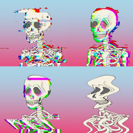 Another peak into the <a href="/helletons/">Helletons</a> NFT collection. There are four super rare Glitch Body traits among the 6666 Helletons!

And yes, these were made on purpose.

🚶‍♂️🚶‍♀️Follow to be first to get updates

👍Like &amp; 🔁RT &amp; minting starts sooner!

#NFT #NFTart #traits #rarity #helletons