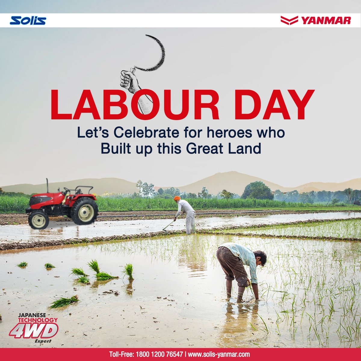 TractorsSolis's tweet photo. Let’s celebrate for the Heroes who built up this great land for producing food and hope for humanity.
Happy Labour Day!!

#4WDexpert #SolisYanmarIndia
#solistractors #solisyanmar #JapaneseTechnology #FutureIsNow
#labourday #may #WorkersDay https://t.co/Vz2TswEli3