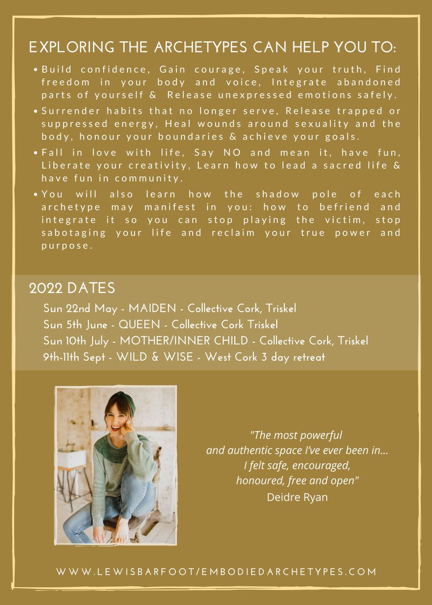 We have 3 Empowering workshops coming up in Cork City <a href="/TriskelCork/">Triskel Arts Centre</a> to help you gain the confidence &amp; courage to speak your truth and find freedom in your body and voice.
#collectivecork #wellness #healing #cork #whatsoncork #archetypes #queen