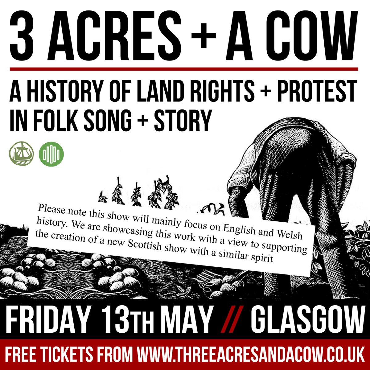 Looking forward to #Glasgow show at <a href="/GalGael/">GalGael Trust</a> on 13th May. 

Tickets and food are free! Do spread the word to any pals who might want to be there.

tickettailor.com/events/threeac…

<a href="/DandelionScot/">Dandelion</a> @nourishscotland <a href="/CommunityLandSc/">Community Land Scotland</a> @scottishlandcom

#mrsbarboursarmy #highlandclearances