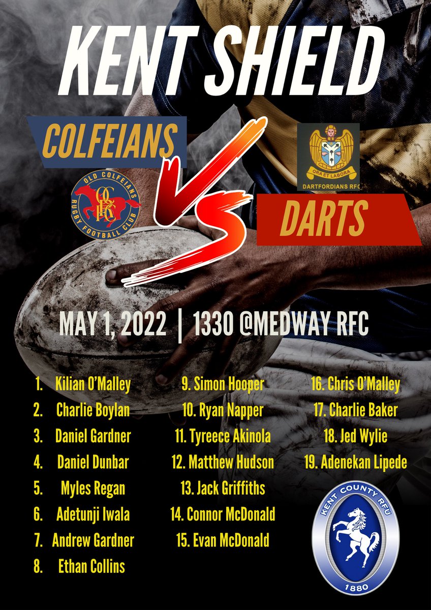 ColfeiansRugby's tweet photo. Fans around the globe, this term is nearly over and Sunday finally sees the last game of the season, as our 2’s go for an unprecedented double. They face @DartfordiansRFC in the final of the @KentRugby Shield at @MedwayRFC 1330ko. 
Come down and support https://t.co/D9p83Z5vSO