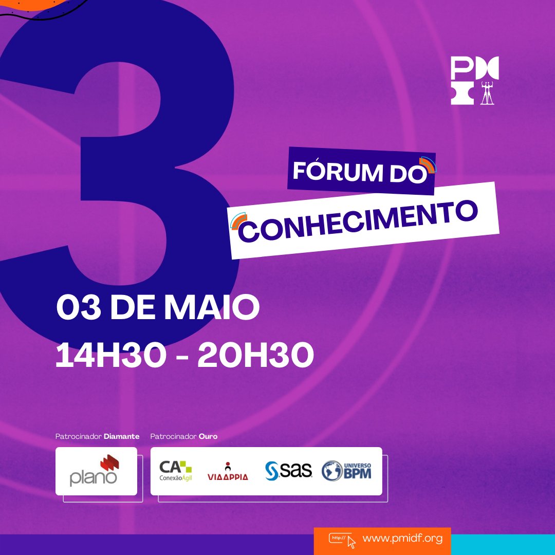 pmidf's tweet photo. Está chegando o grande dia!
Faltam apenas 3 dias para o Fórum do Conhecimento!
Fez sua inscrição? Esperamos você!
Vai fazer agora? Corre que as vagas estão no fim!
Veja a grade completa: https://t.co/dU1U2IDB5C
#Fórum #PMIDF #PMI #PMIBrasil #educação #carreira https://t.co/nNYp4Idq8p