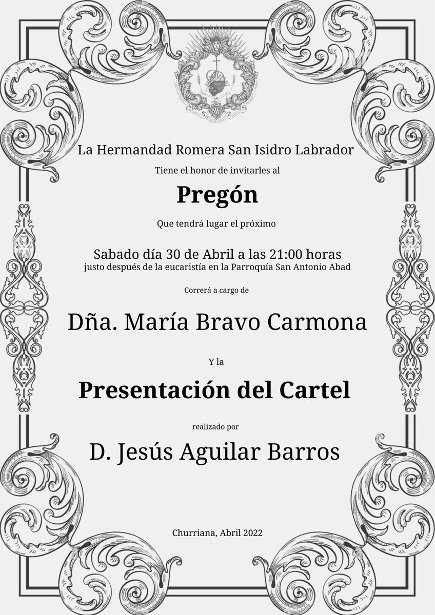 Hoy presentación del cartel y pregón.