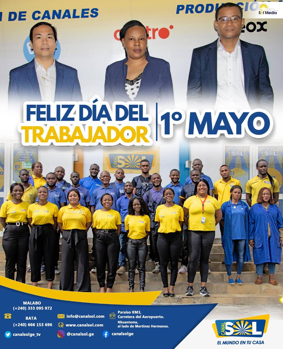 canalsol_tv's tweet photo. ¡Desde Canal Sol, les deseamos un feliz día del trabajador!

 🌍👮🏽‍♀️🧑🏽‍🏭🧑🏼‍🍳👨🏾‍🏫👩🏼‍🌾🧑🏿‍🔬👷🏽‍♂️🌍

#diadeltrabajador #elmundoentucasa #canalsol https://t.co/GdMrELPi8h