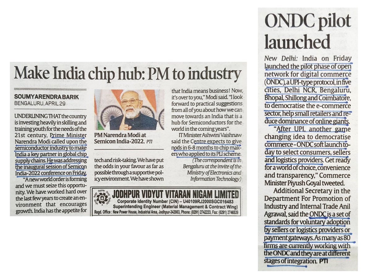 imRavikantYadav's tweet photo. #goodAfternoon
Todays #newspapers
Big tech Big Money by @MenakaGuruswamy #ElonMuskTwitter #twittersold
Blueprint fr #SemiconIndia Diplomacy #semiconductors #chip Shortage
#PMModi Mk #India #ChipHub
#ONDC pilot launched
#USA #FDA fr ban on #mentholcigarettes can India follow https://t.co/9bgANw9bXf