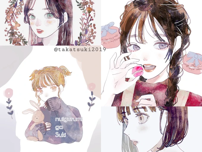 #今月描いた絵を晒そう
4枚抜粋コラージュです!今月も見てくださった方ありがとうございました~! 
