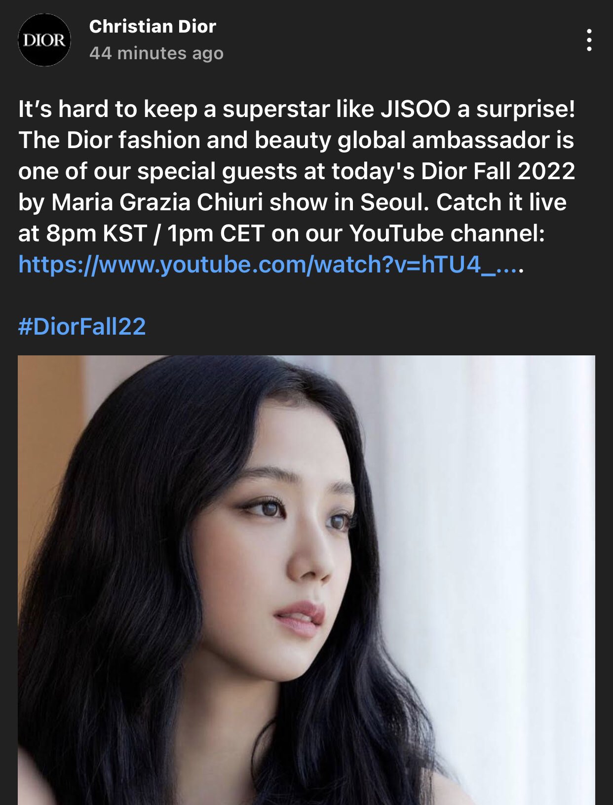 Catch the Dior Fall 2022 Fashion show live from Seoul