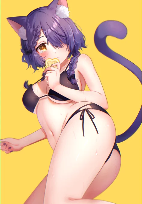 昔のイラストをリメイクしてみた(水着なのでちょっと肌色多めです) 