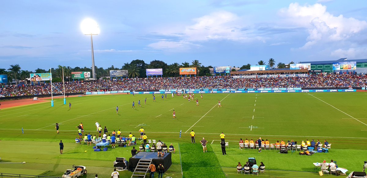 TavuaRugby's tweet photo. Congratulations @Highlanders; Vinaka @Fijian_Drua. What a crowd! https://t.co/ReR8wrzEsh