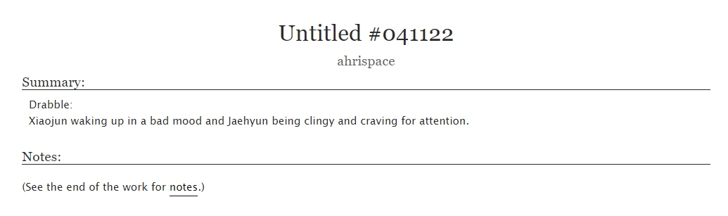 ahrispace's tweet photo. Untitled #041122

🎮 Jaehyun / Xiaojun
🎮#Xiaojae
🎮 700+words
🎮 General
🎮 Fluff, established relationship, Jaehyun annoying Xiaojun, Clingy Jae

https://t.co/KEpbaHi3UK https://t.co/vxGCsvb7Fh