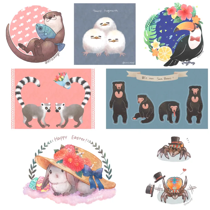 #今月描いた絵を晒そう 

好きな生き物や気になる生き物をいっぱい描けて満足 