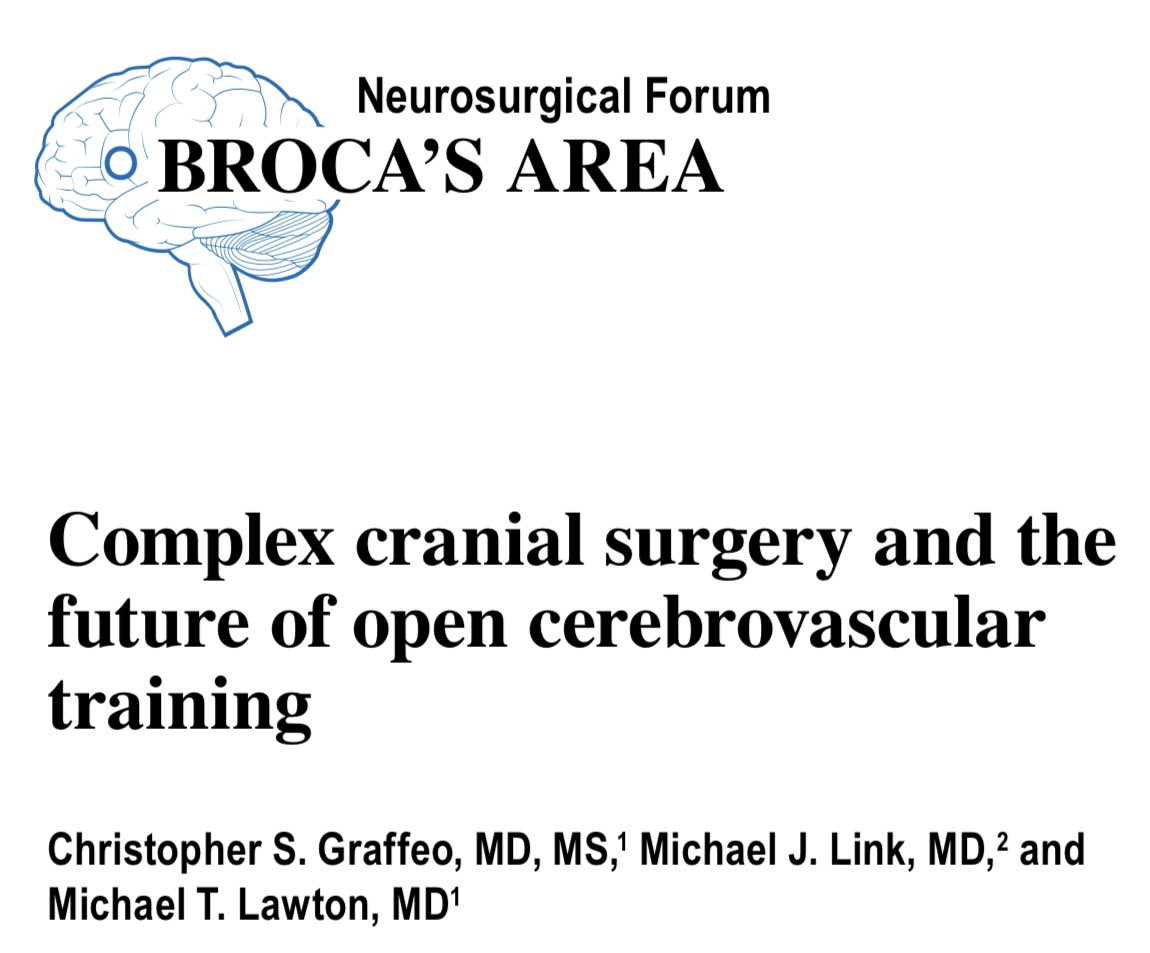 graffeo's tweet image. I'm quite proud of this new paper--a position statement on #ComplexCranial, my unconventional approach to #nsgy training + practice at the nexus of #cerebrovascular + #skullbase, and a meditation on the incredible mentorship of @mtlawton + @MichaelJLinkMD
thejns.org/view/journals/β¦