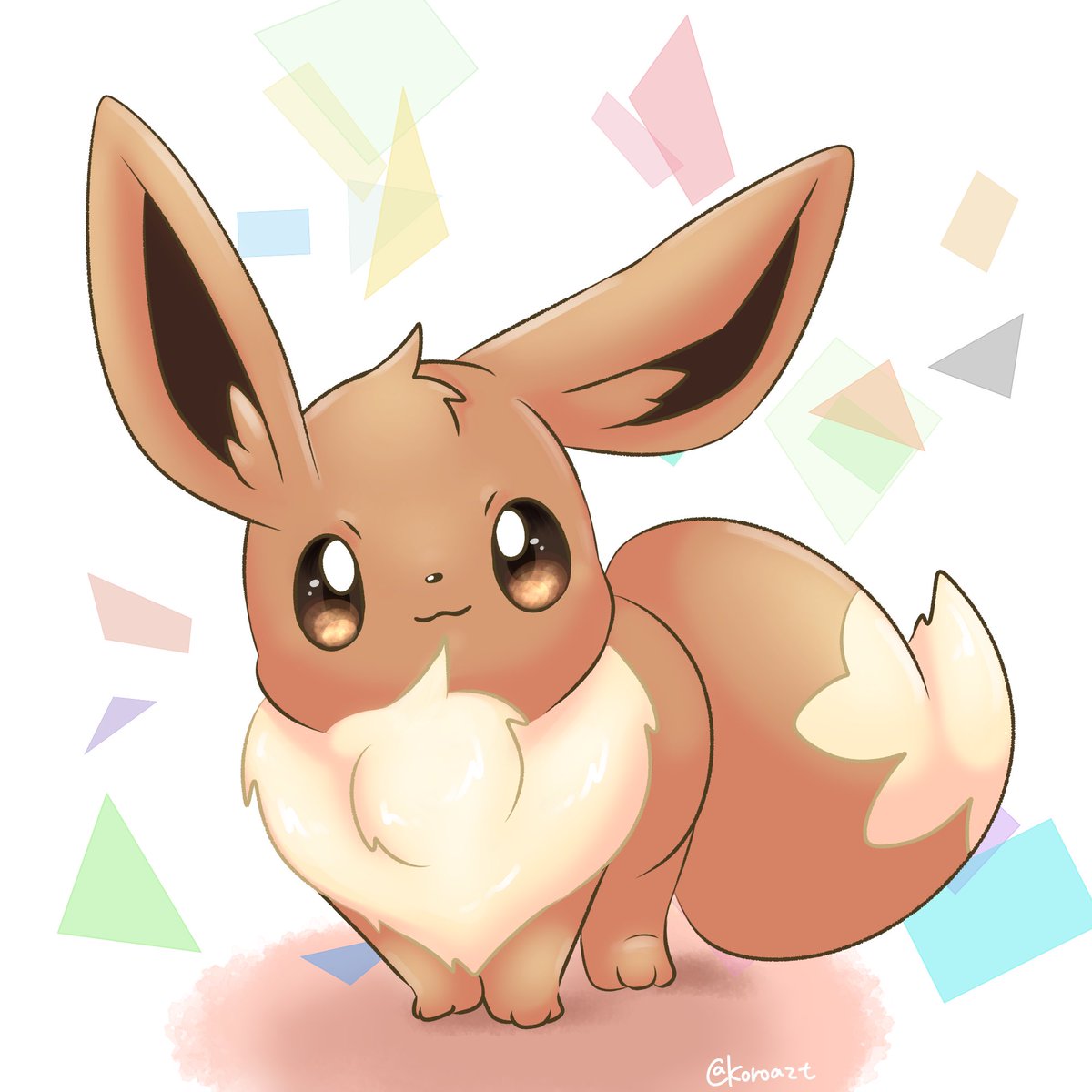 eevee no humans pokemon (creature) brown eyes closed mouth solo :3 twitter username  illustration images