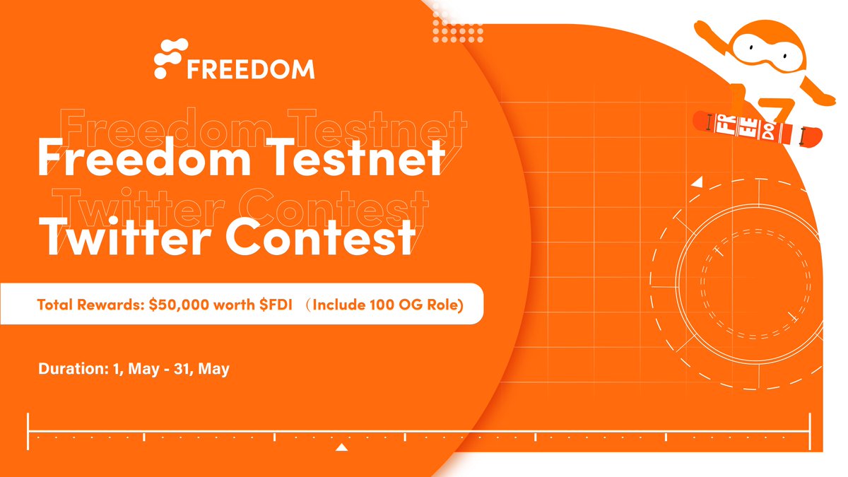 FreedomSocialfi's tweet image. #TwitterTestnetContest 

💰 $50K worth $FDI incentive for community

1. 🏆 $20,000 worth $FDI will be divided among all participants
2. 🎁 100 DC OG roles to incentive the most active members to share $30,000 worth $FDI airdrop
📆 1, May - 31, May

Join 👉gleam.io/JrgmZ/freedom-…
