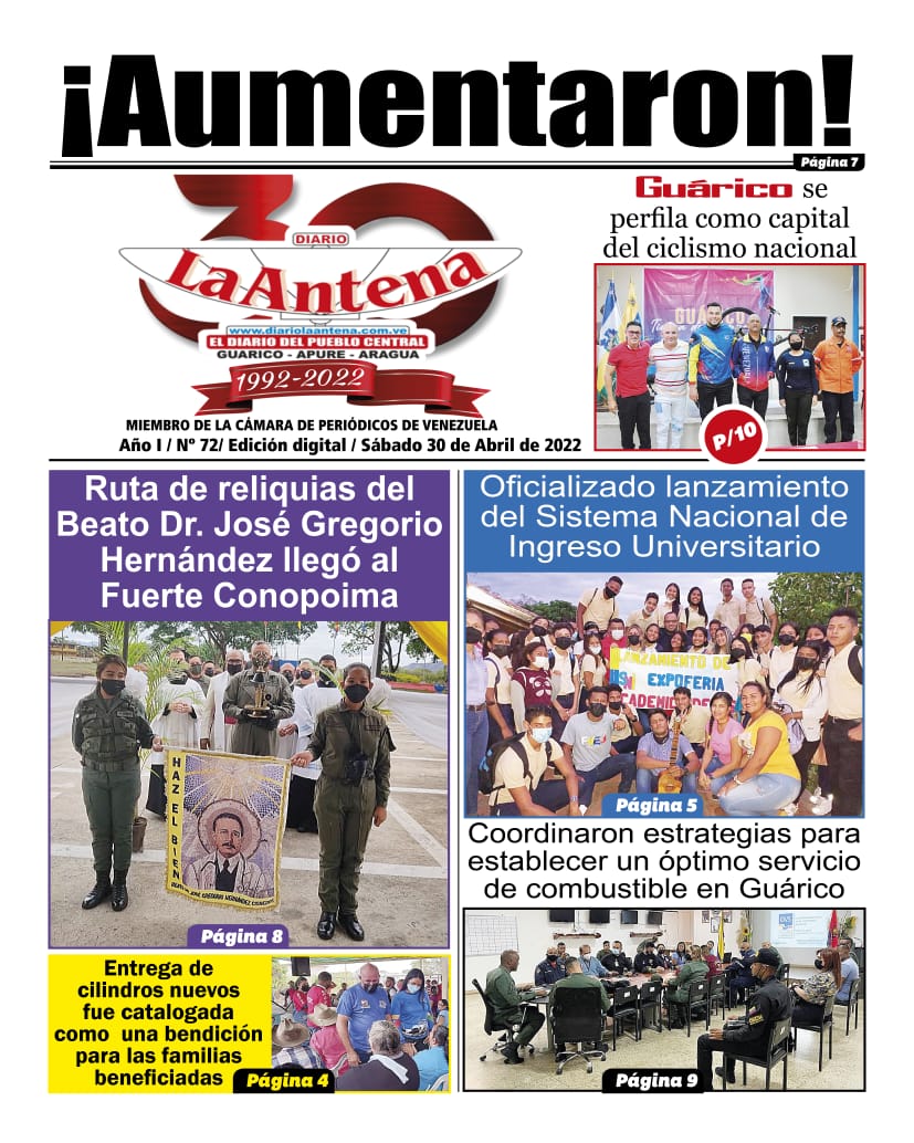 📰 Portada de la edición digital del Diario La Antena del 30 de abril de 2022

🖥️ Disponible en diariolaantena.com.ve

#30AñosContigo
#DiarioLaAntena 
#ElDiarioDelPuebloCentral