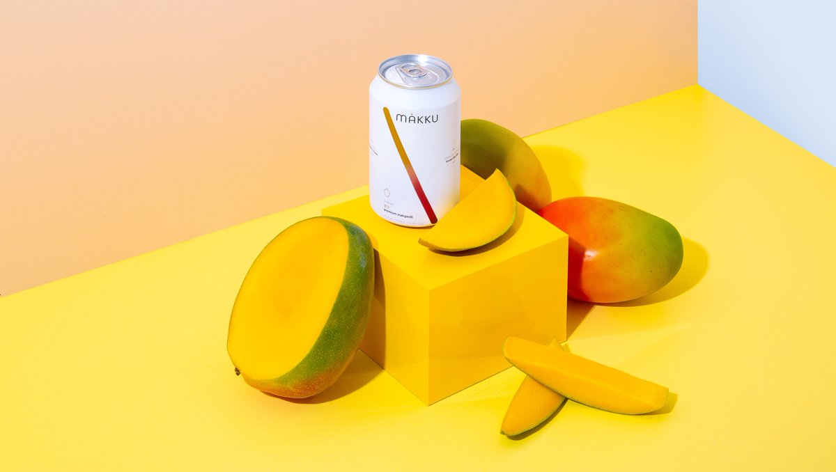 Creative product photography for Korean Rice Beer company Màkku by <a href="/drinksool/">SOOL</a>. Always a bonus when you get to cheers with he product after wrapping a shoot.

#creativeproductphotography #foodphotography #cocktailphotography #stilllifephotography #mango #colorfulproductphotography