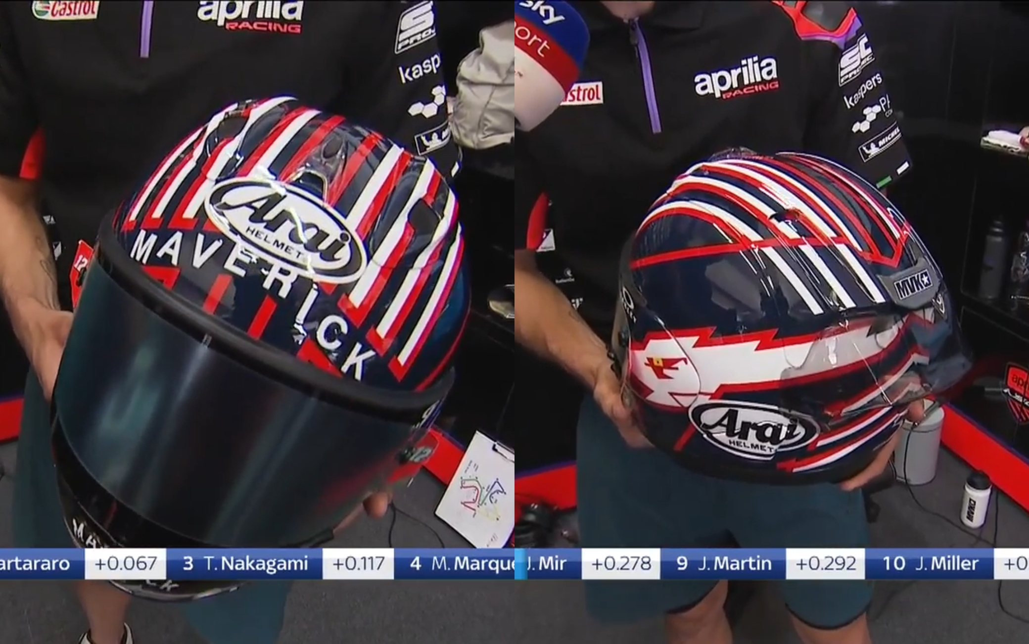 Maverick Viñales, in pista a Jerez MotoGP con il casco di Top Gun