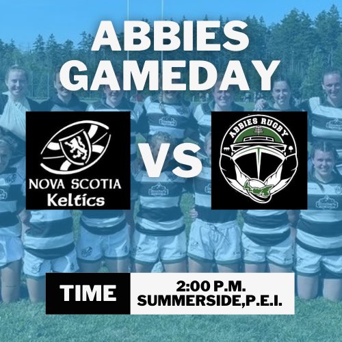Waterboyz_pod's tweet photo. It’s Abbies game day! @PEIRugbyUnion 

The senior women are set to face the Keltics in their first home game of the regular season! 

Game time 2 p.m. 

#rugby #pei #peirugby #summerside #abbies #keltics #ns #novascotia https://t.co/arWdGkeqOg