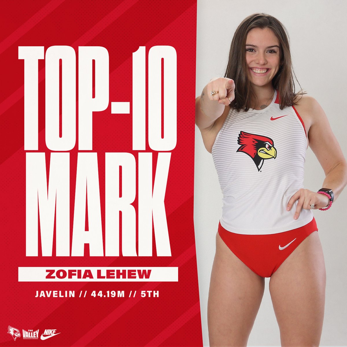 RedbirdTFXC's tweet photo. ZOFIA. LEHEW. 😤

The sophomore finishes as the runner-up in the javelin at the Clark Wood Invitational, throwing a new personal best of 44.19m (144-11)! That throw ranks: 

✅ No. 2 in the MVC this season
✅ No. 5 in school history https://t.co/1DY6KEJHND