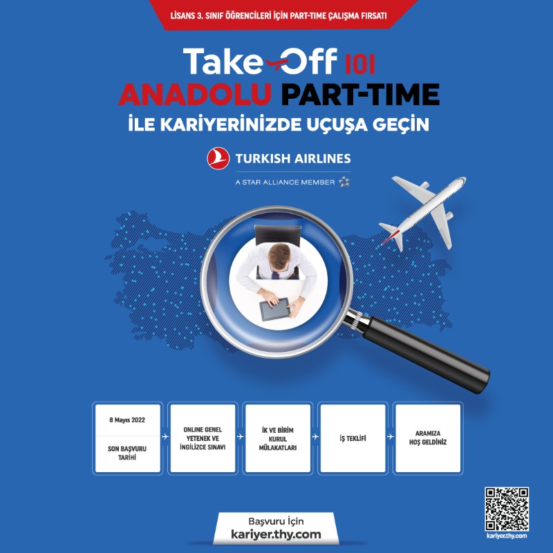 TK_TR's tweet photo. ✈️
Lisans 3. sınıf öğrencileri için kariyerlerini uçuşa geçirecek fırsatlar Take-Off 101 (Anadolu Part-Time) Programı’nda. 

Son başvuru tarihi: 8 Mayıs 2022

Değerlendirme sürecine katılmak ve detaylı bilgi için:👇

#TürkHavaYolları