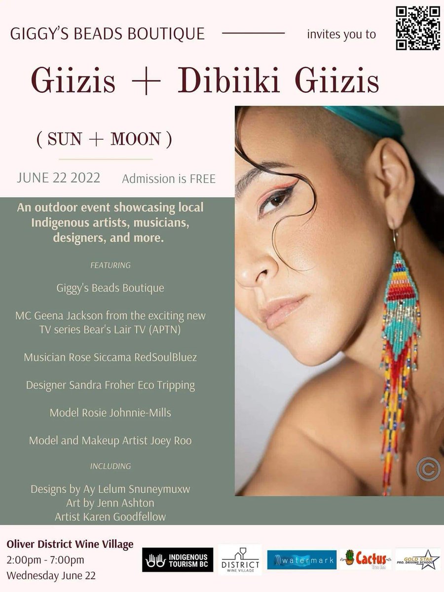 So excited to be a part of this! Way to go @giggysbeadsboutique ! #IndigenousEvents @districtwinevillage #June222022 #GiizisDibiikiGizis @valeriedavidsonoar