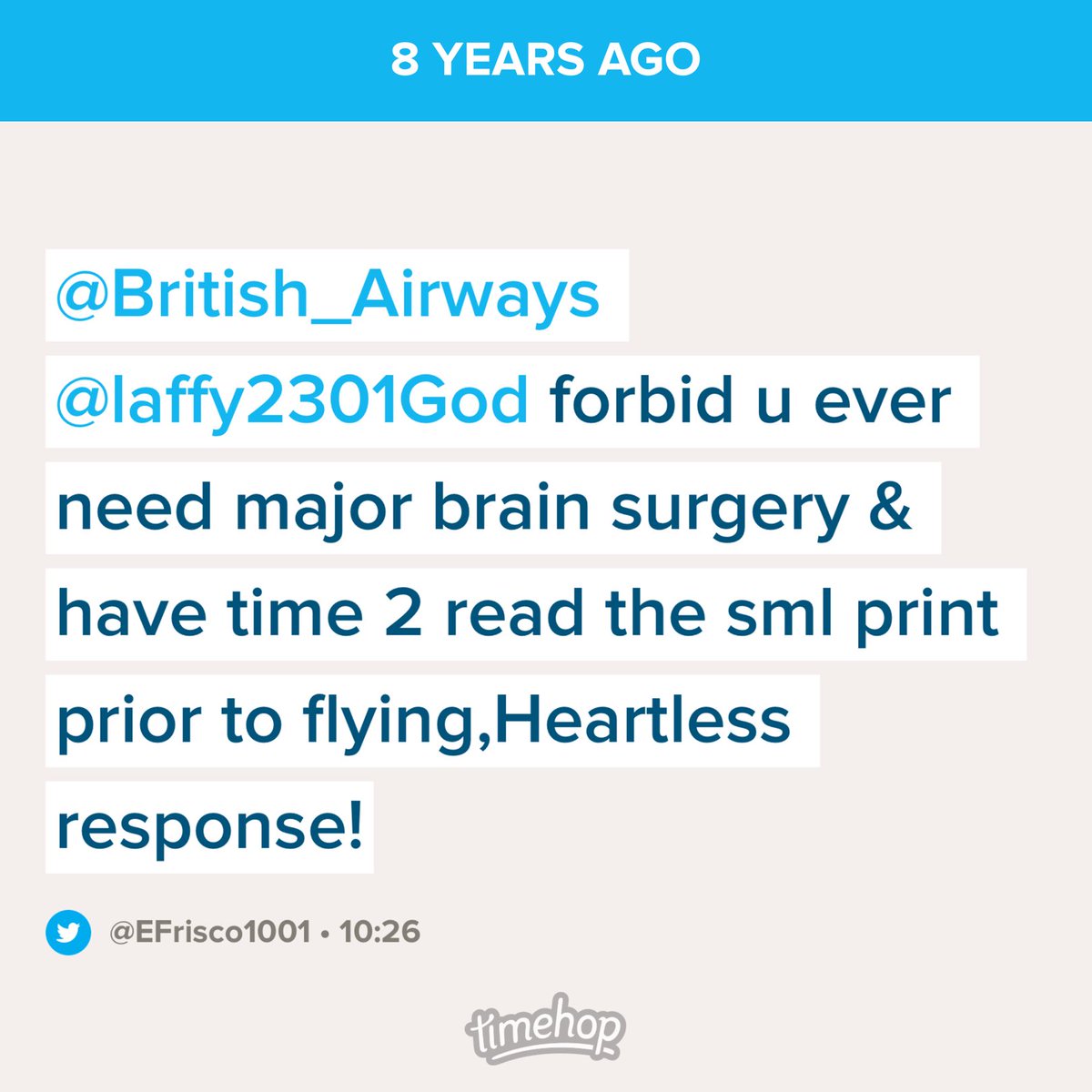 EFrisco1001's tweet photo. And never flown BA since! And never will….. https://t.co/3PA3PWRmx7